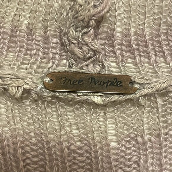 FREE PEOPLE Taupe Shadow Stripe Knit Boho Duster Open Cardigan Sz S - Picture 2 of 6